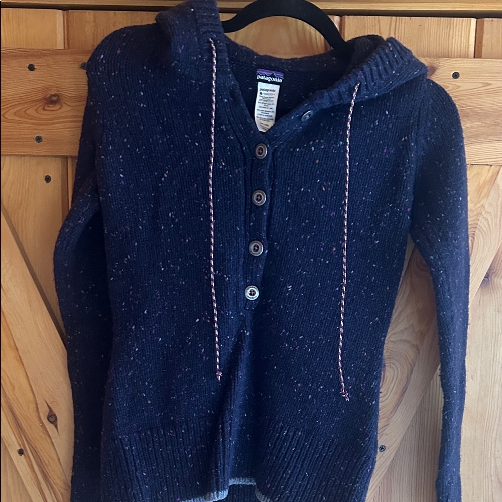 Patagonia Dark Sweater with Buttoned Cowl Neck